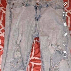 Light wash distressed jeans